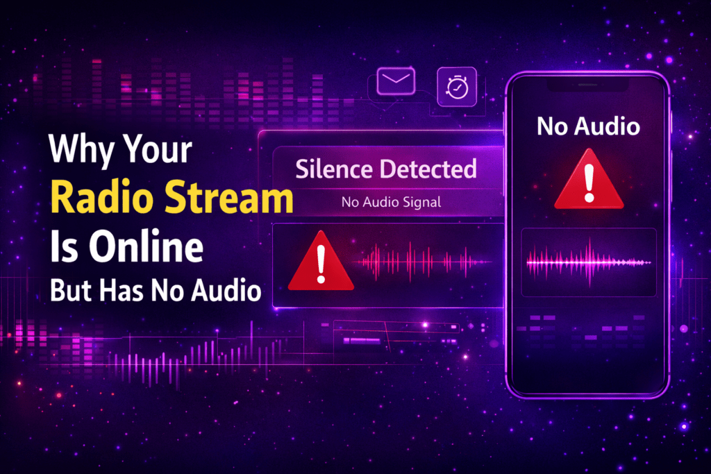 Radio stream online but no audio showing silence detected warning