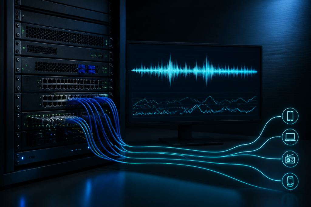Broadcast streaming server and network equipment used for capacity planning